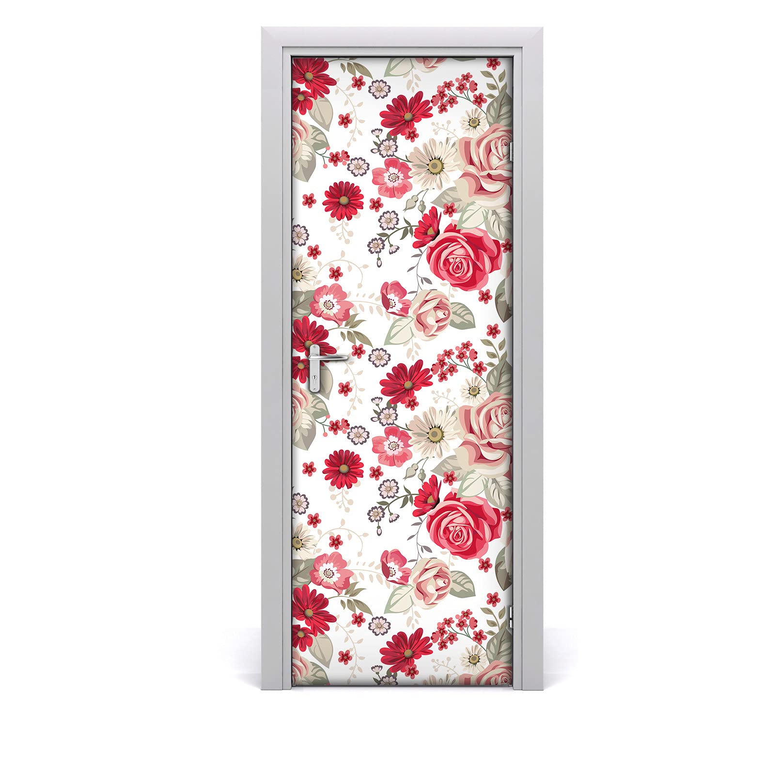 Autocollant de porte Magic-Stick Coloray 85x200cm décor botanique fleurs de rose pâle