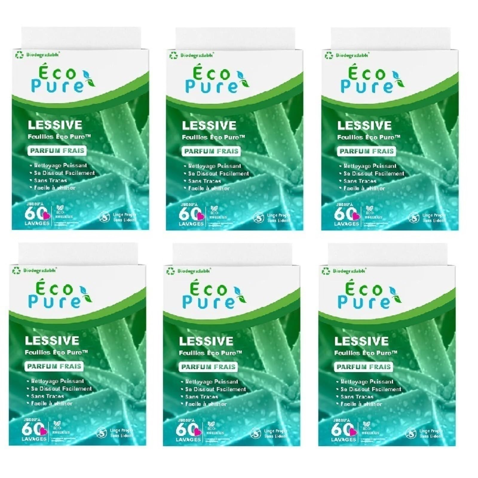 Confezione da 3/6 fogli di detersivo for bucato Eco Pure - Vegan, fogli for bucato in(6 box)