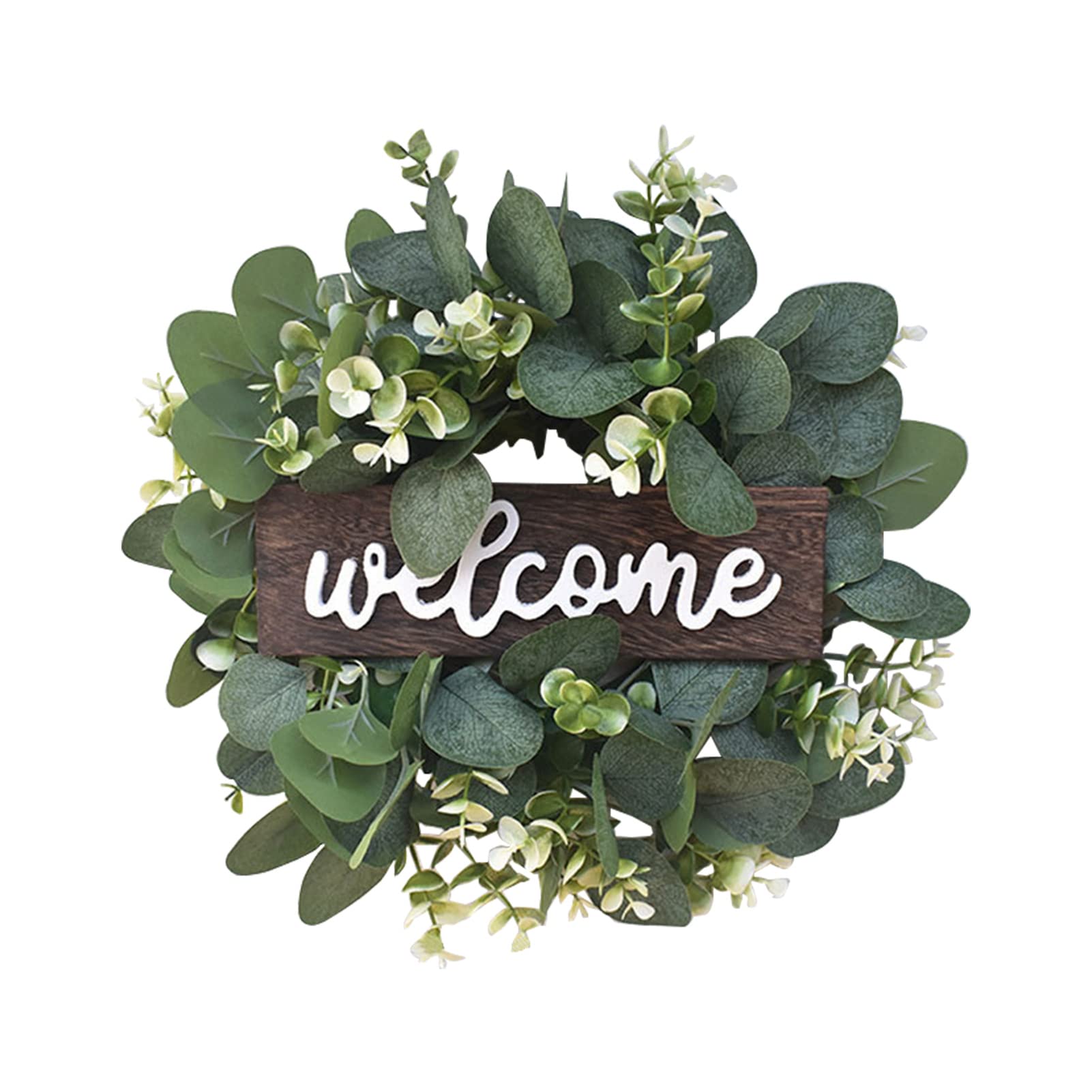 Couronne d'eucalyptus artificiel pour décoration de fête murale et festival d'extérieur