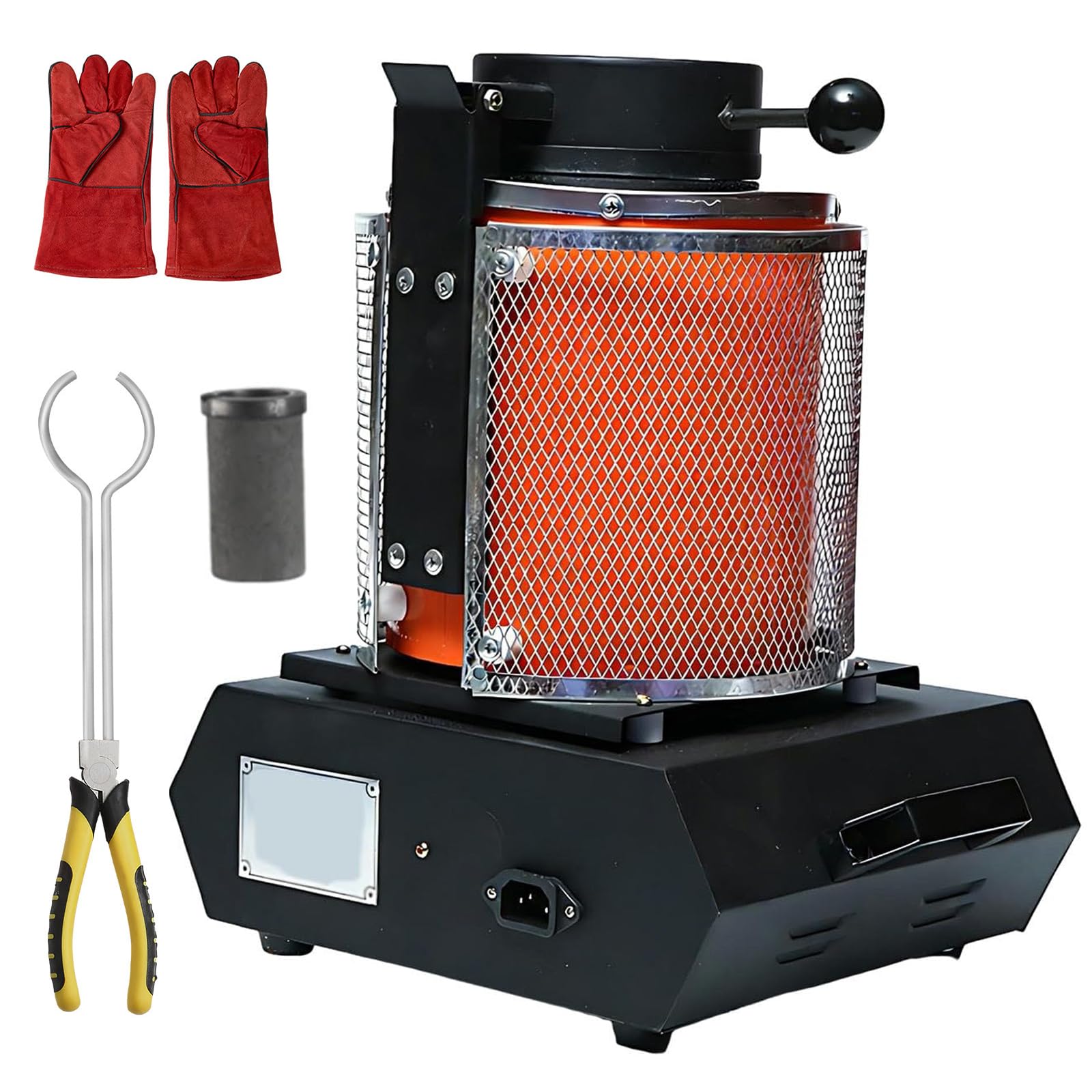 Cyfrowa Maszyna Do Topienia Metalu, Piec Do Topienia Złota 1100℃ Z Wyświetlaczem, Siatka Ochronna Rękawice Szczypce, Elektryczne Topienie Złota Srebra Miedzi Aluminium 3kg