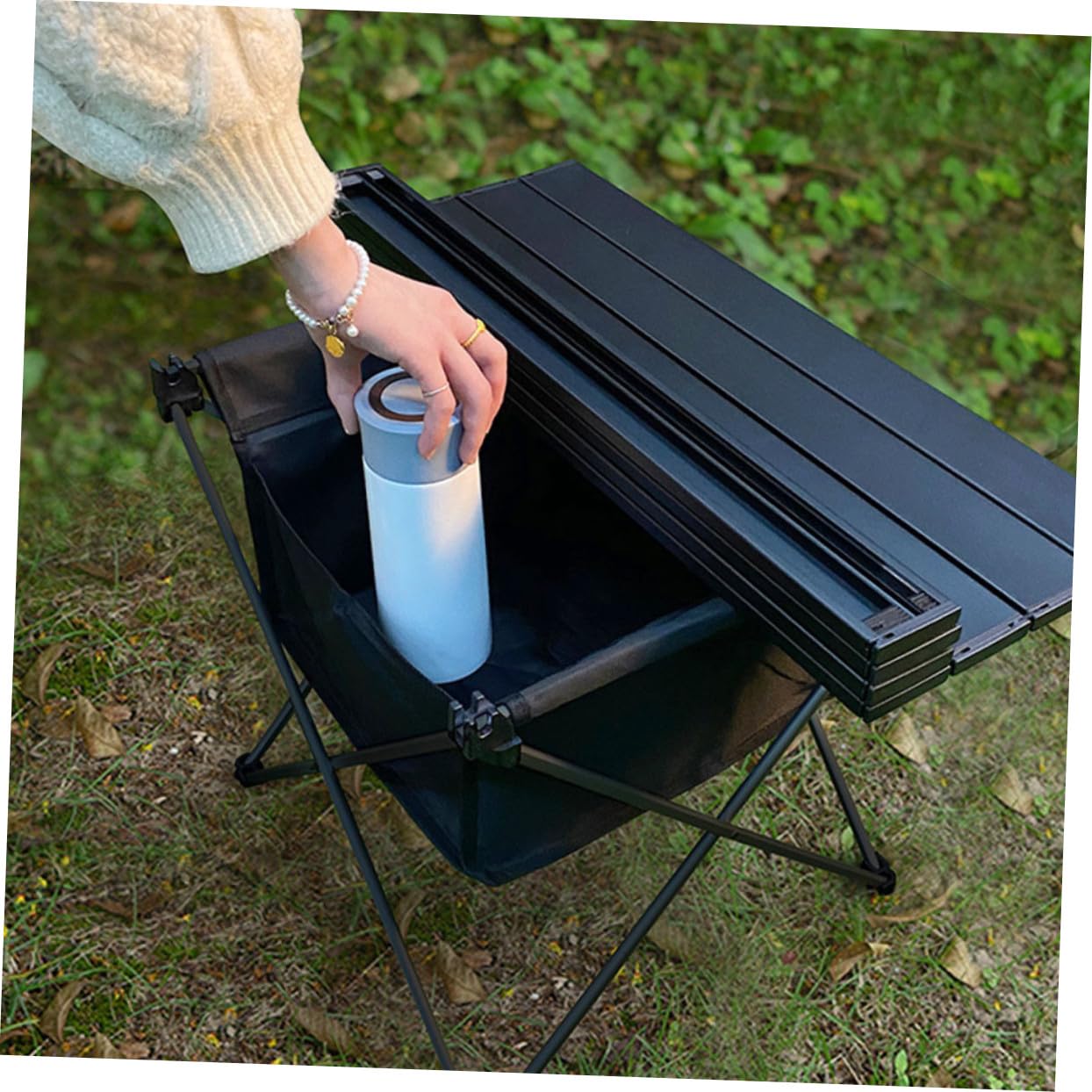 Anneome Tavolo da Campeggio in Alluminio Leggero Resistente e per Barbecue Trasportabili e Attività Outdoor con Borsa per Trasporto Facile