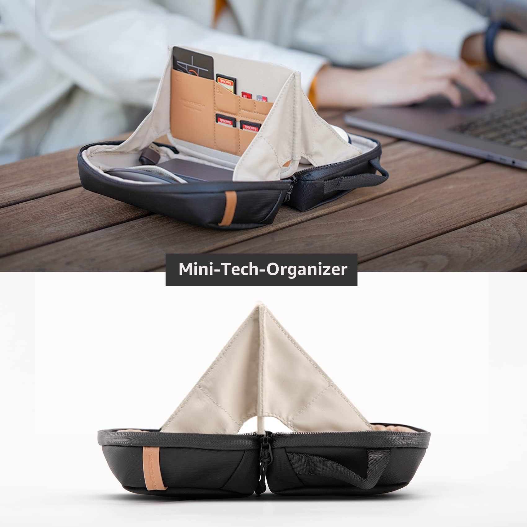 PGYTECH Kabeltasche Elektronik Organizer Pouch Mini, wasserdichte Tech Bag, Multifunktionale Reisetasche für Insta360 Actionkameras, Kabel, Power Bank, SD -Karte Zubehör, Schwarz