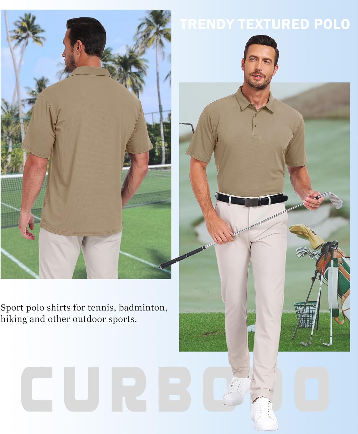 Jacquard Polo Shirts for Men Short Sleeve Golf Shirt Dry Fit Moisture Wicking Performance Golf Shirts - Image 2