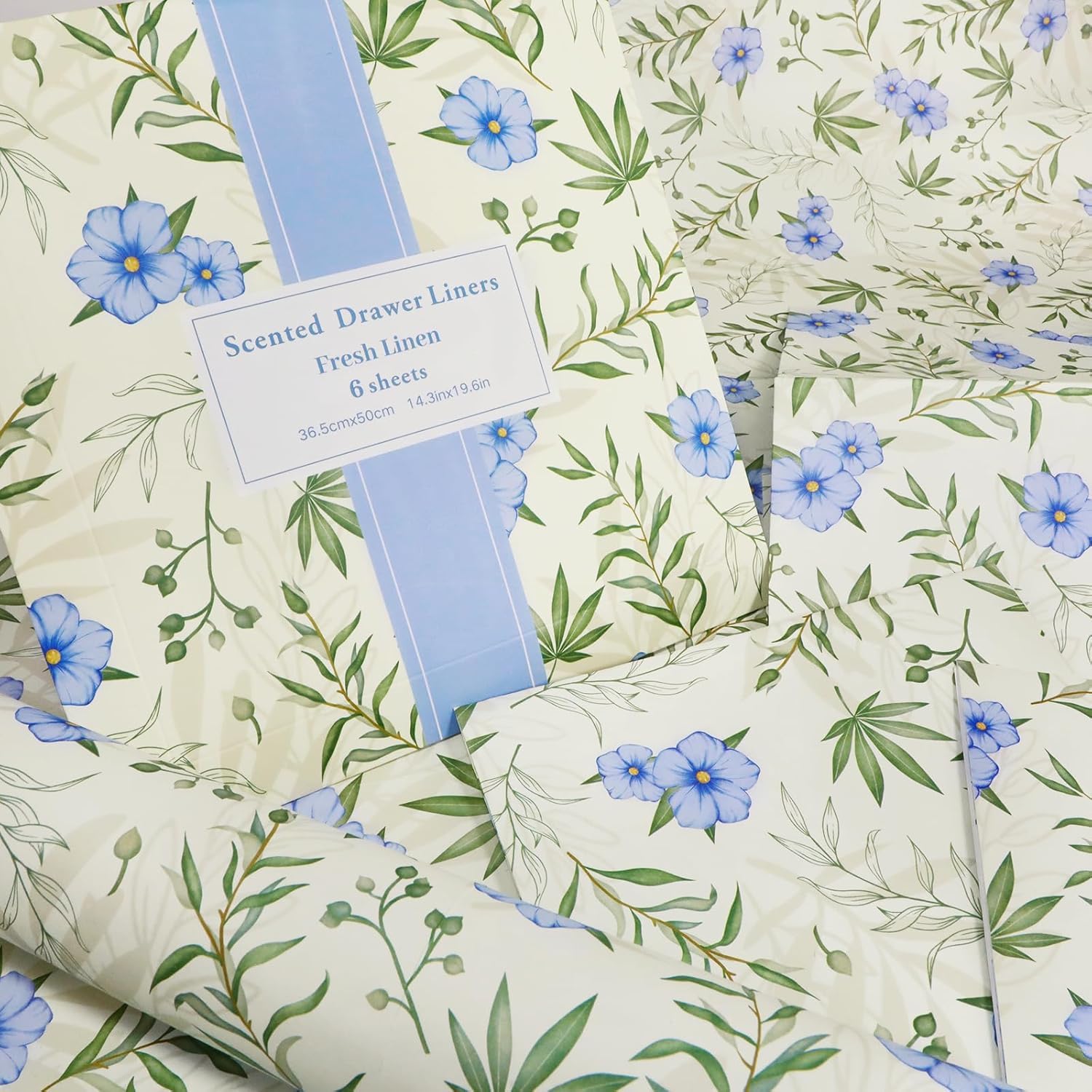 LA BELLEFÉE Carta Profumata Cassetti, Lino Fresco Tappeto Cassetto Profumato, 6 carte, Profumo Armadio Linge, Può essere utilizzato per Cassetti, Armadi