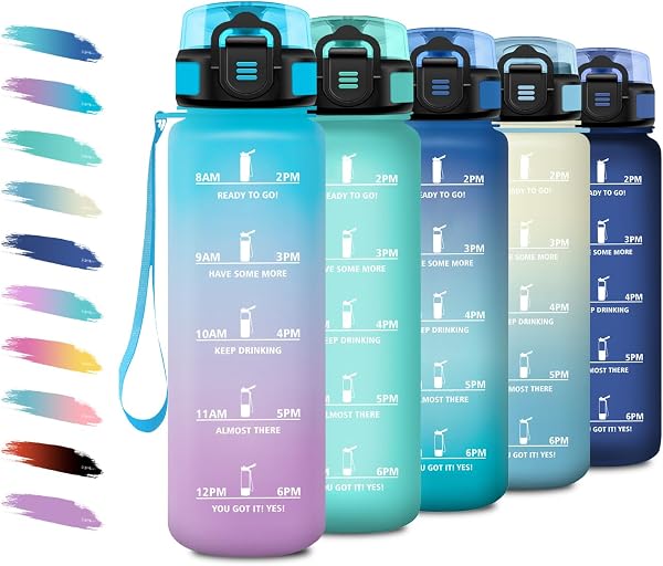 Borraccia Bambina 500ml, Borraccia Motivazionale con Filtro, a Prova di Perdite, Bottiglia Acqua Sportiva con Indicatore del Tempo, Borraccia per Bambini, Campeggio, Corsa, Viaggio, Scuola, Yoga - 1