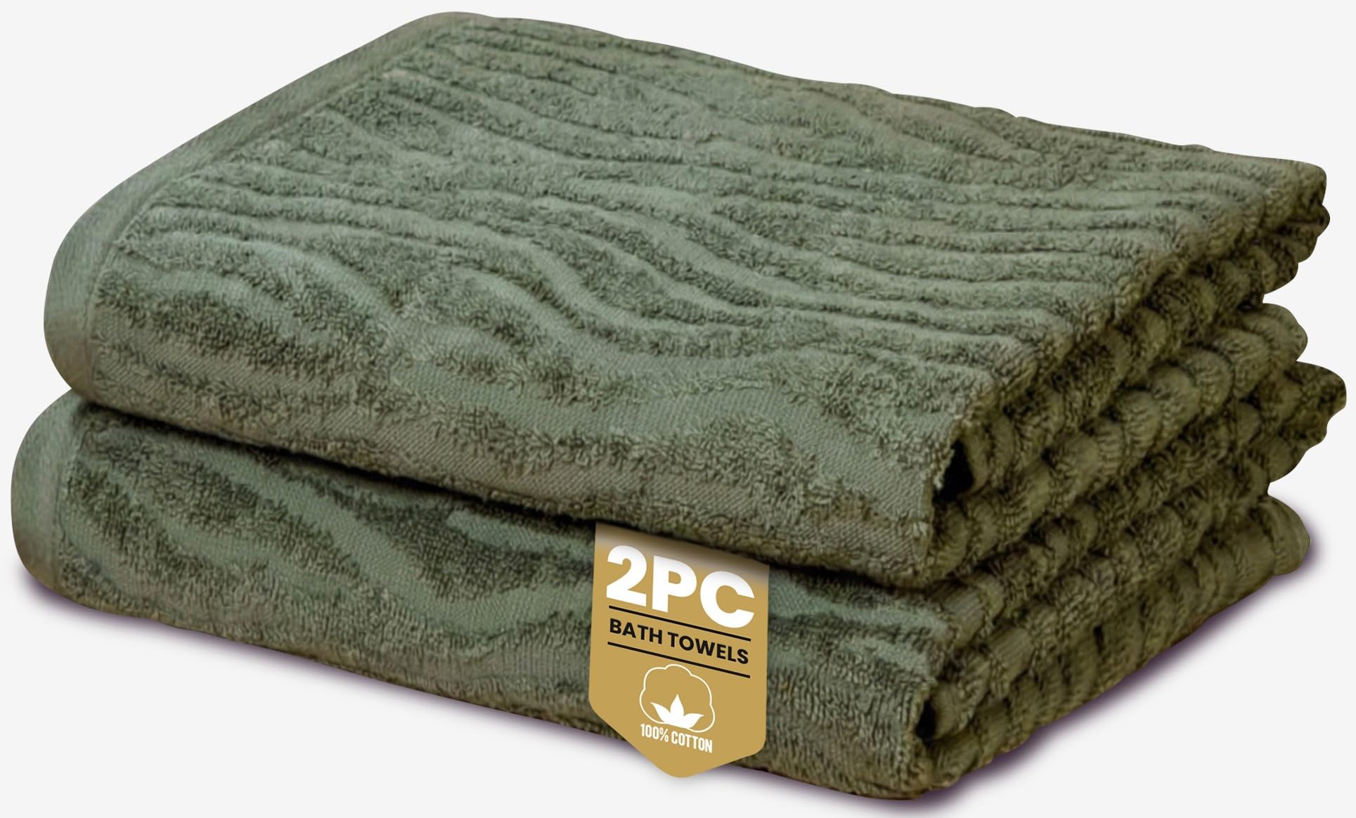 Rapport Home Safari Bath Towels 2-Pack | Forest Green | 70x120cm | 100% Cotton 500gsm | Oeko-Tex Made in Green & BCI Certified