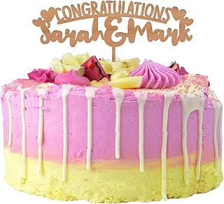 Wooden Engagement Congratulations Cake Toppers - ANY Name Acrylic Wedding Anniversary Congratulations Cake Decorations - PERSONALISED Engagement Party Cake Topper - Exam Graduation