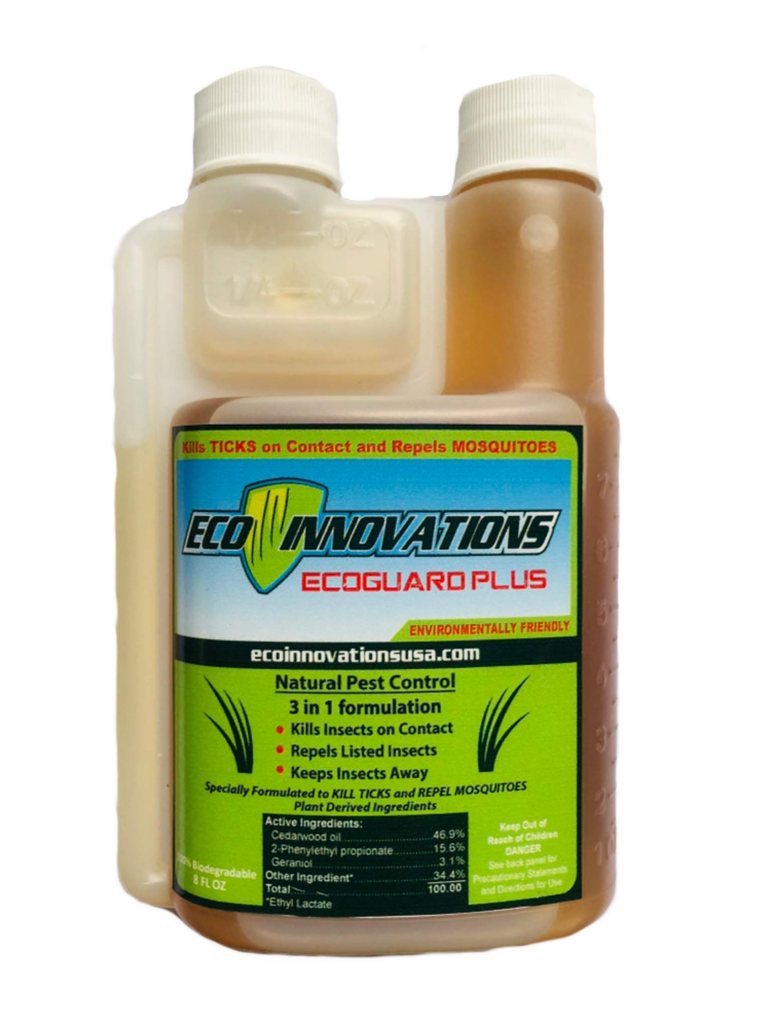 EcoGuard Plus, 8 oz, All Natural Tick and Mosquito Control, Kid Safe, Pet Safe, Non-Staining Lawn Spray Concentrate