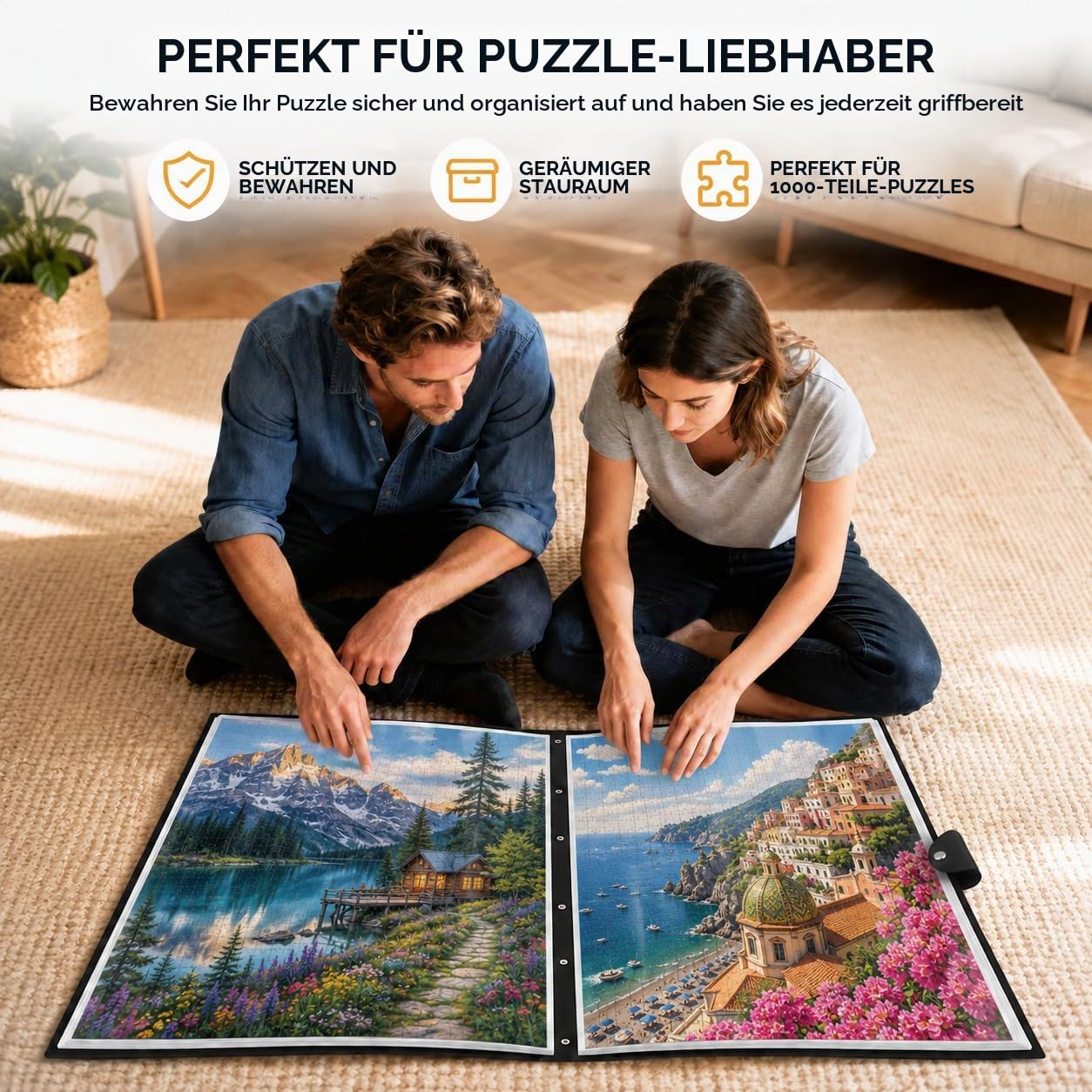 Puzzle Aufbewahrung, Puzzle Mappe für Puzzles bis 1000, Puzzles Aufbewahrungsbuch mit 26 Taschen, Puzzle Album für fertige Puzzles, Staubdichtes und Schützendes, Puzzle Zubehör