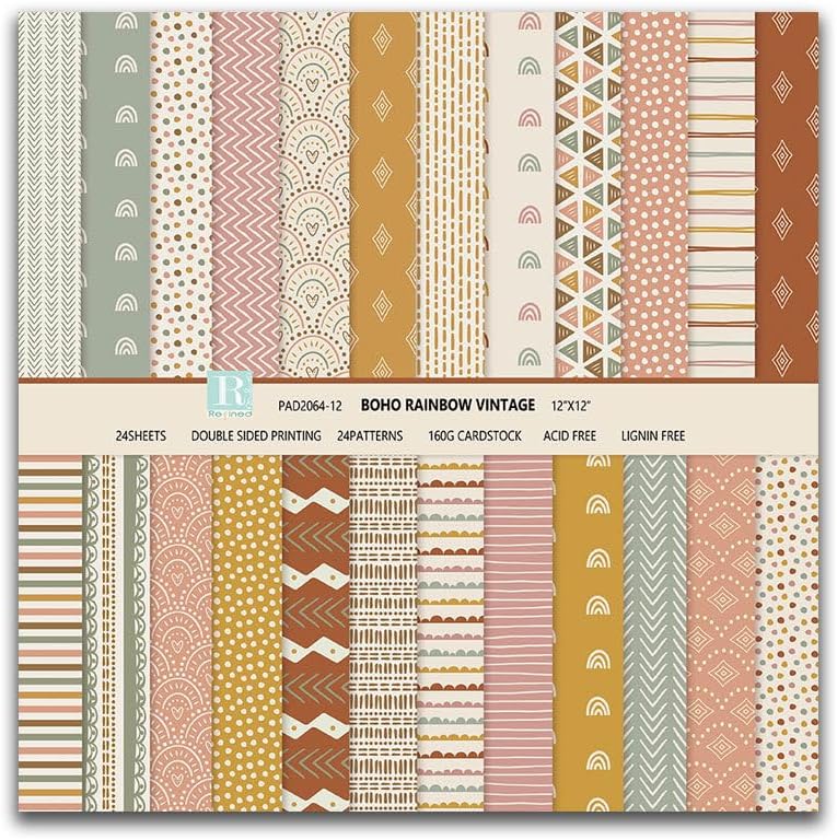Amazon.com : Boho Scrapbook Paper Vintage Flower Pattern Paper Pad,24 ...