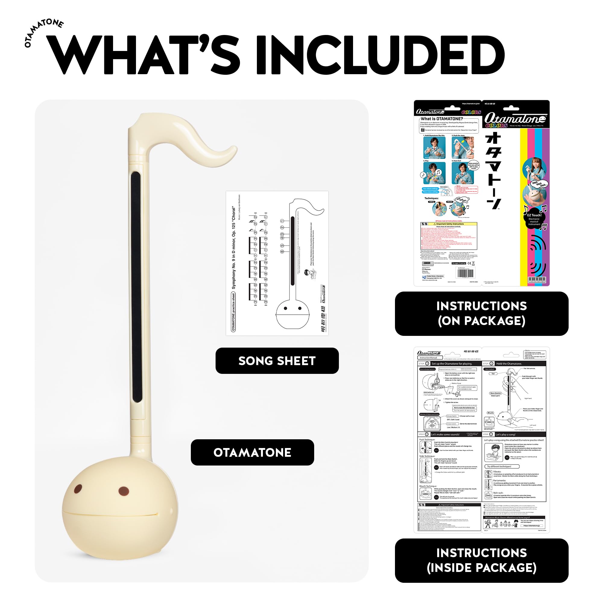 Otamatone Japanese Electronic Musical Instrument Portable Music Synthesizer from Japan by Maywa Denki Studio Award Winning, Educational Fun Gift for Children, Teens & Adults - Butter