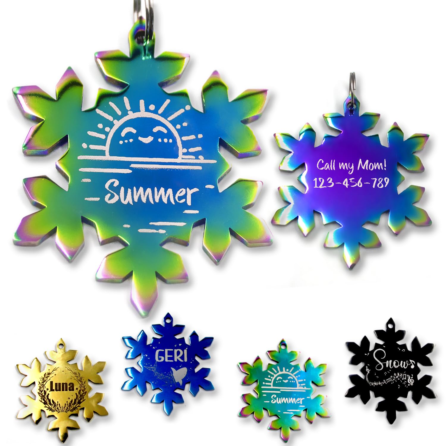 Zgperyue Custom Dog Tags Personalized Engraving Pet ID Tags in 15 Shapes Durable Stainless Steel Pet ID Tags for Small Large Dogs Cats (1-Snowflake)