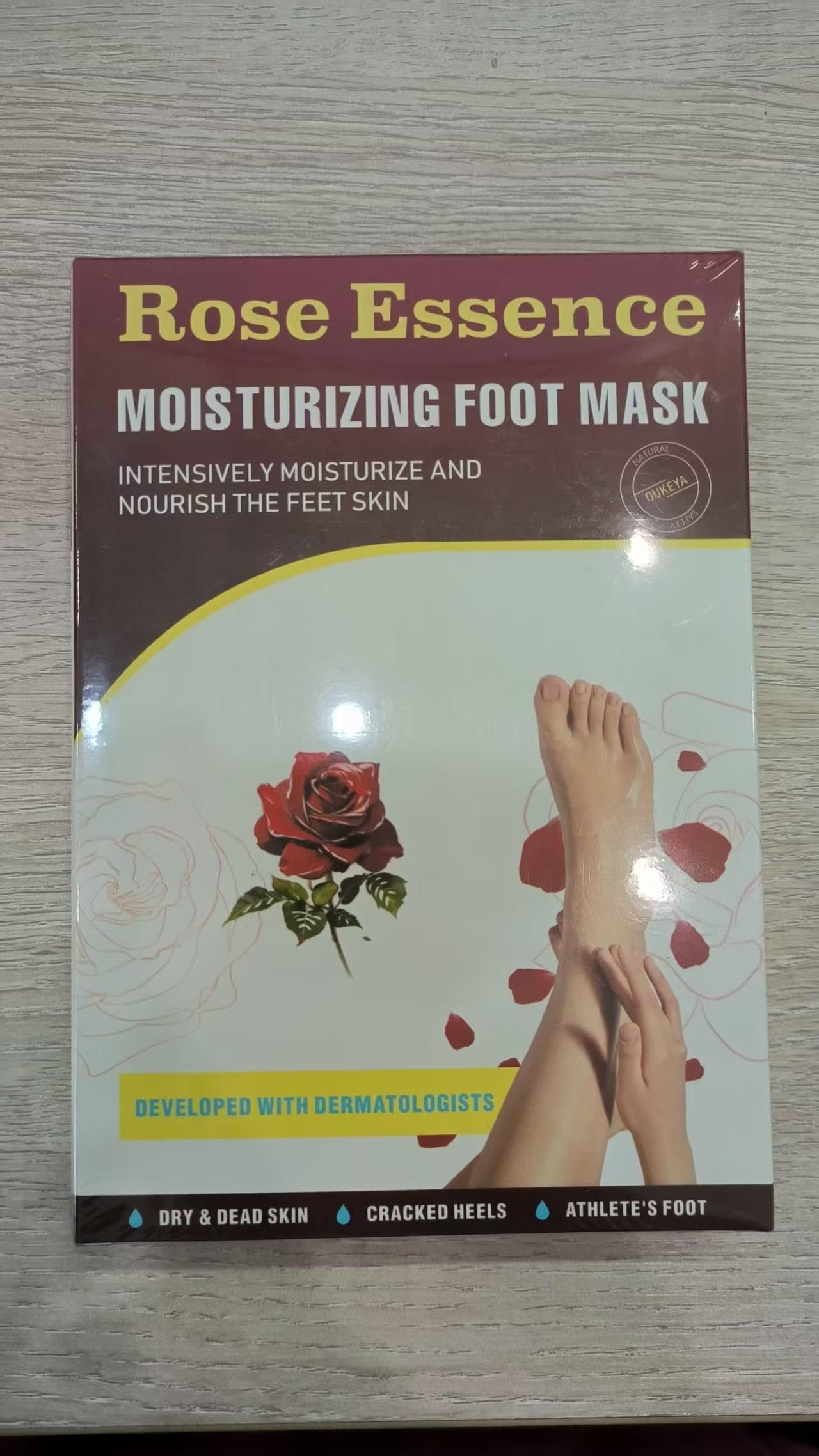 Maschera per Piedi 3 Paia, Trattamento Nutriente per Piedi, Ripara Talloni e Ammorbidisce Pelle Morta Secca, Foot Mask, Senza Peeling(Rose)