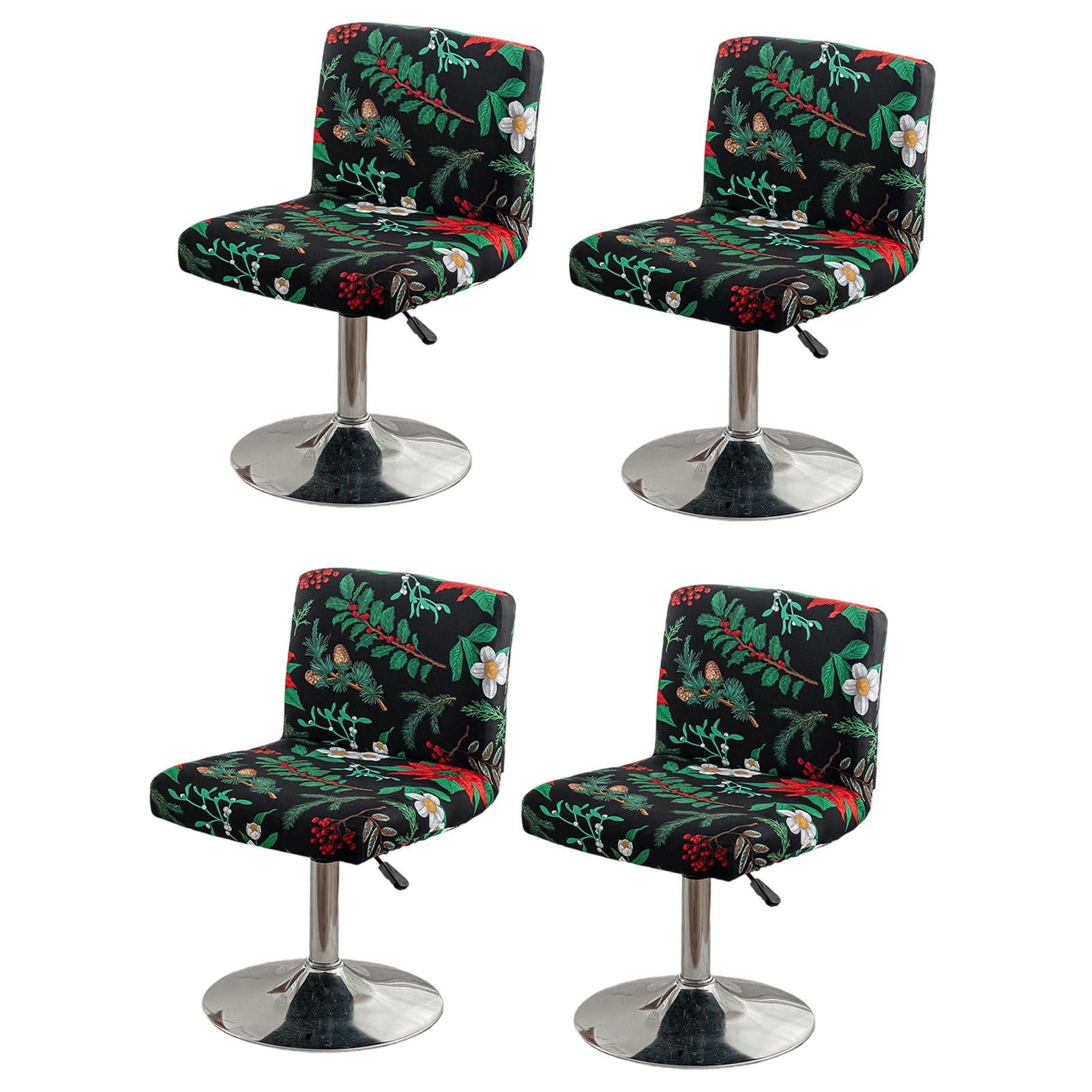 Leaves Printed Bar Stool Chair Slipcover 4 PCs Chair Cover without Armrest