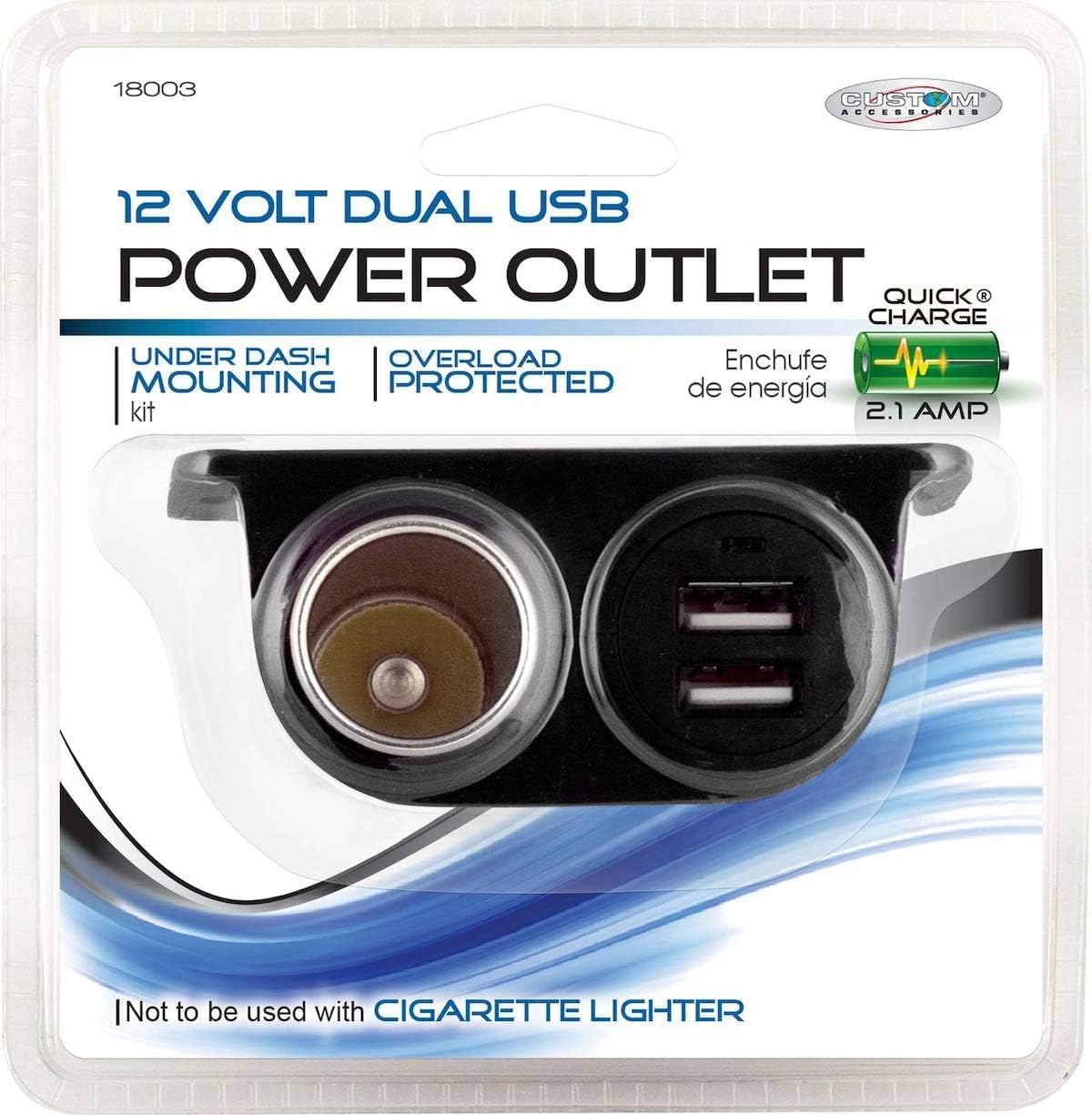 Custom Accessories 18003 12V Dual USB Under Dash Mount