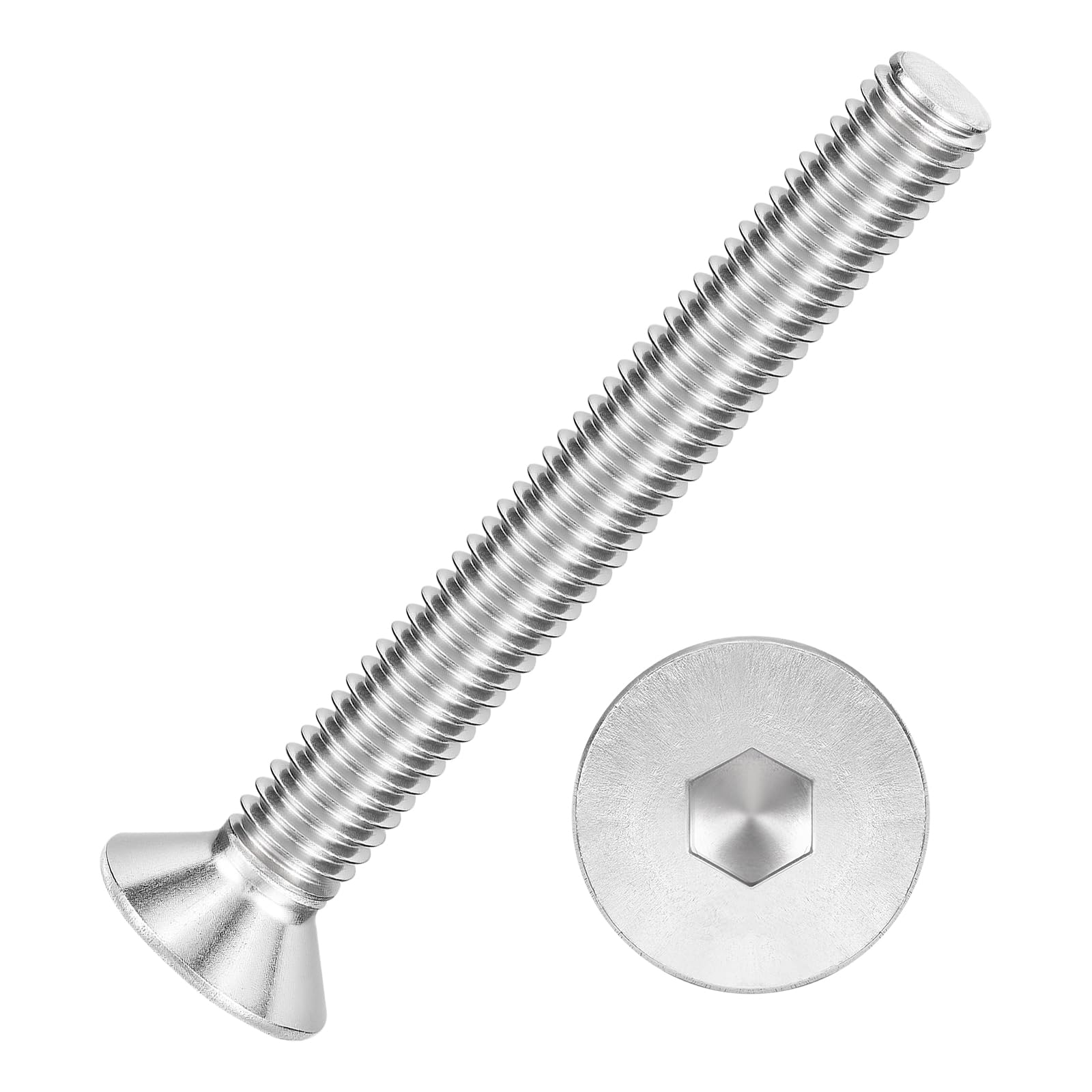 Kozelo 200Pcs Flat Head Socket Cap Screws - [M3 x 0.5 x 25mm], 304 Stainless Steel 18-8 Countersunk Bolts, Silver, for Automotive, Furniture Repair, Industrial Equipment & Temporary Fixes