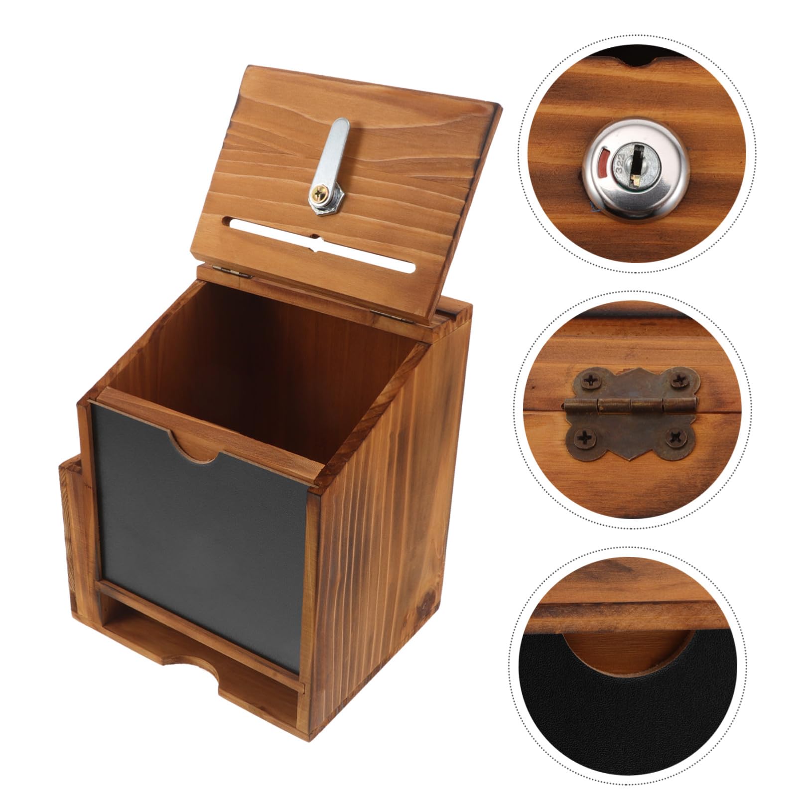 Boîte à Suggestions en Bois Murale avec Serrure, Coffret de Collecte | Finition Café, Style Rustique, Matériel de Fixation Inclus pour Installation