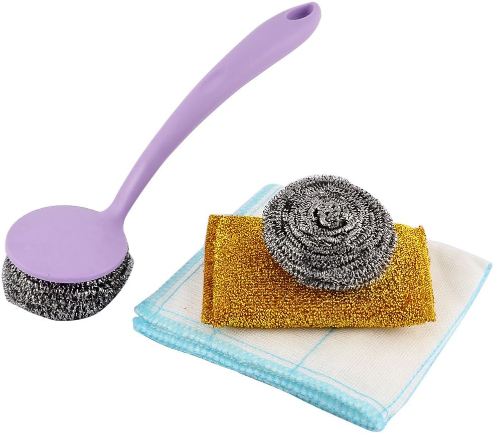 Household Kitchenware Cleaner Cleaning Scrubber Tool Set 4 in 1 Blue Purple (id: 2f9 315 30f ec3 fbd