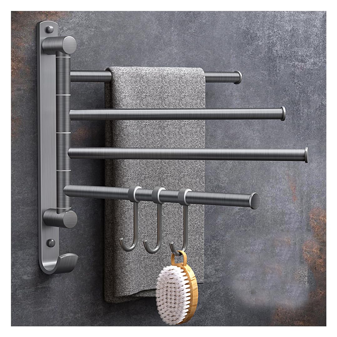LMYSXAOZ Heavy Duty Swivel Towel Rack - SUS 304 Stainless Steel Swing Out Bar Space Saving Swinging for Bathroom Brushed Finish Wall Mounted Holder 4Bar