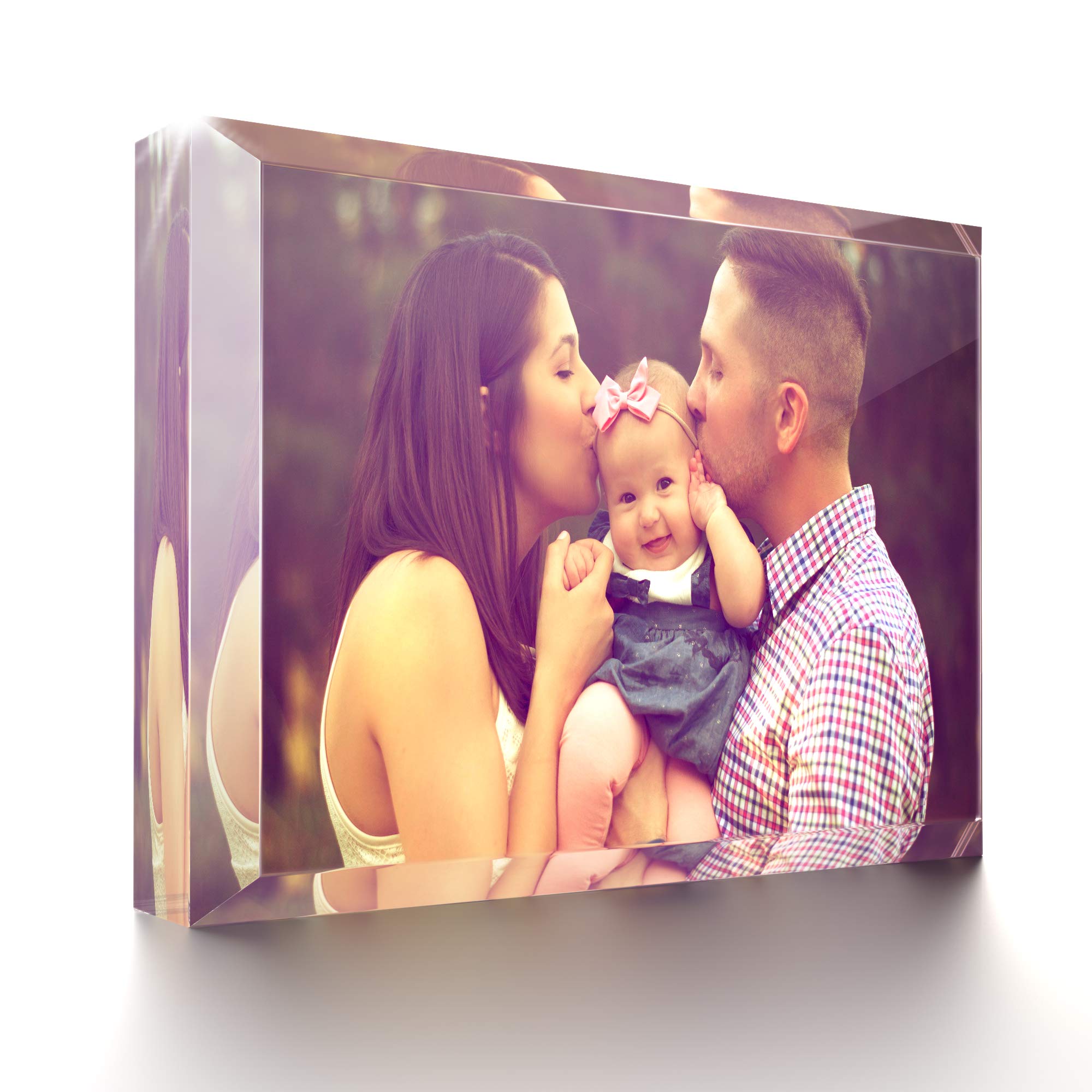 Beyond Cell Personalized 3D Crystal Print with Your Photo, Custom Beveled Base Cube Create Your Own Photo for Gifts, Birthday, Wedding, Anniversary, Home or Office.