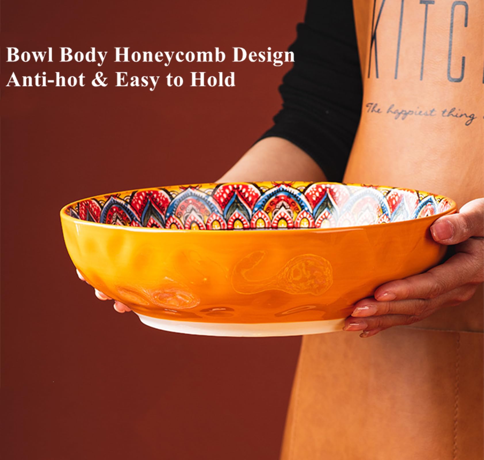 Salad Bowl Boho Large Serving Bowls, Inch Fruit s, Decorative