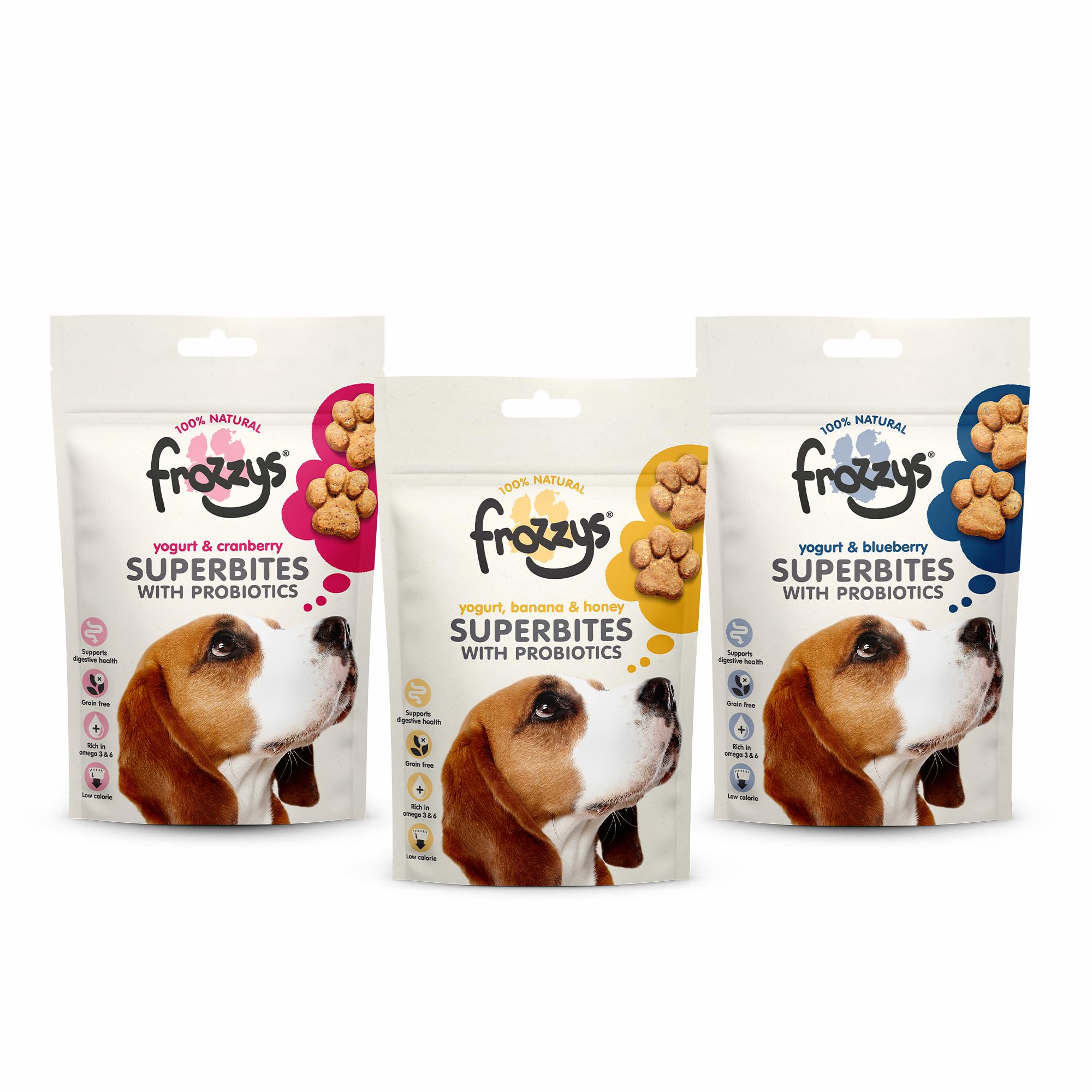 Frozzys Superbites Grain Free Dog Treats with Probiotics, Rich in Omega 3/6 for Skin Coat & Digestive Health