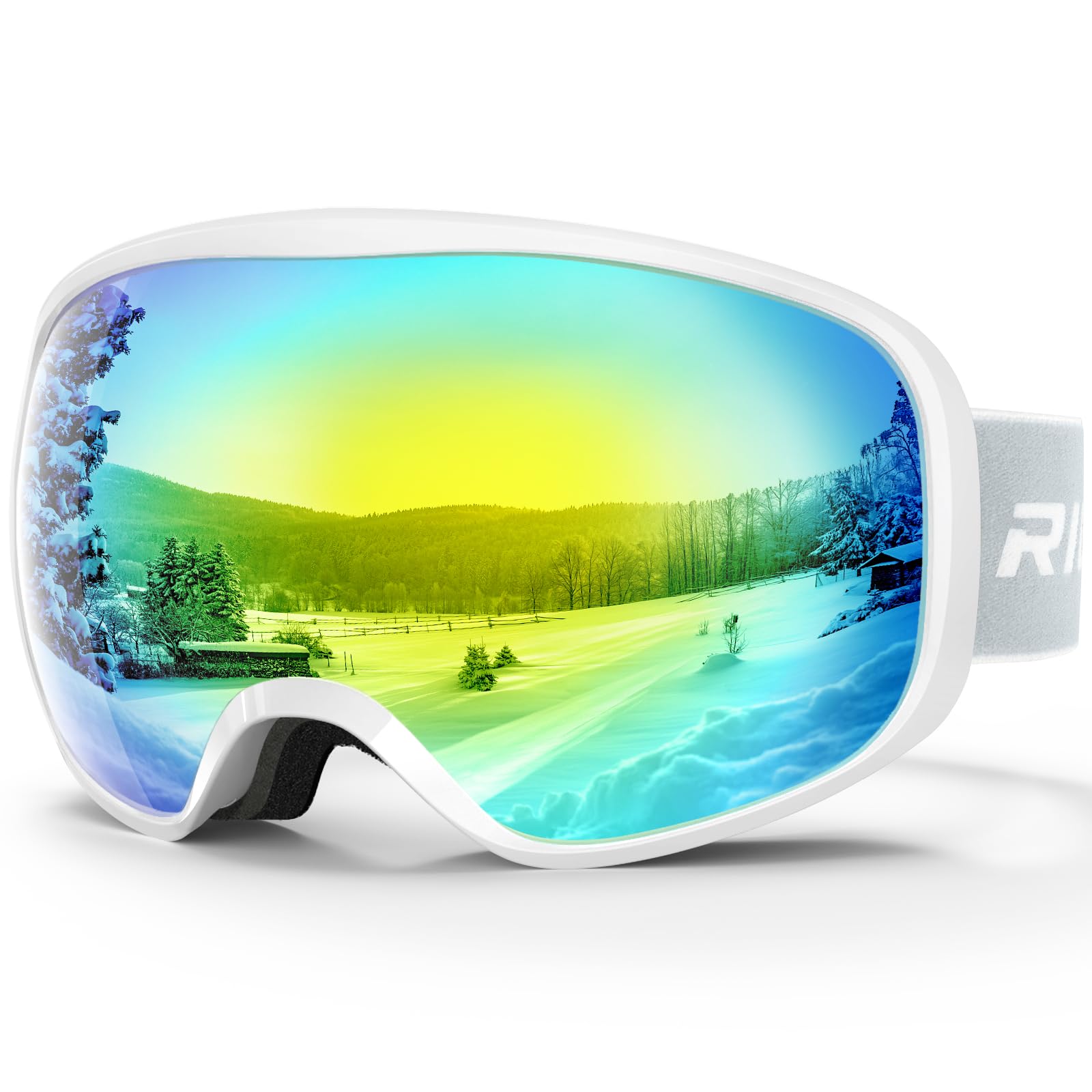 RIOROO Maschera da Sci Bambino 3~14 Anni Occhiali da Sci Maschera Sci Bambino Occhiali Sci 100% Anti UV Anti Nebbia anti-vento antipolvere, OTG per Ragazzo Ragazza Sci Snowboard Sport Invernali