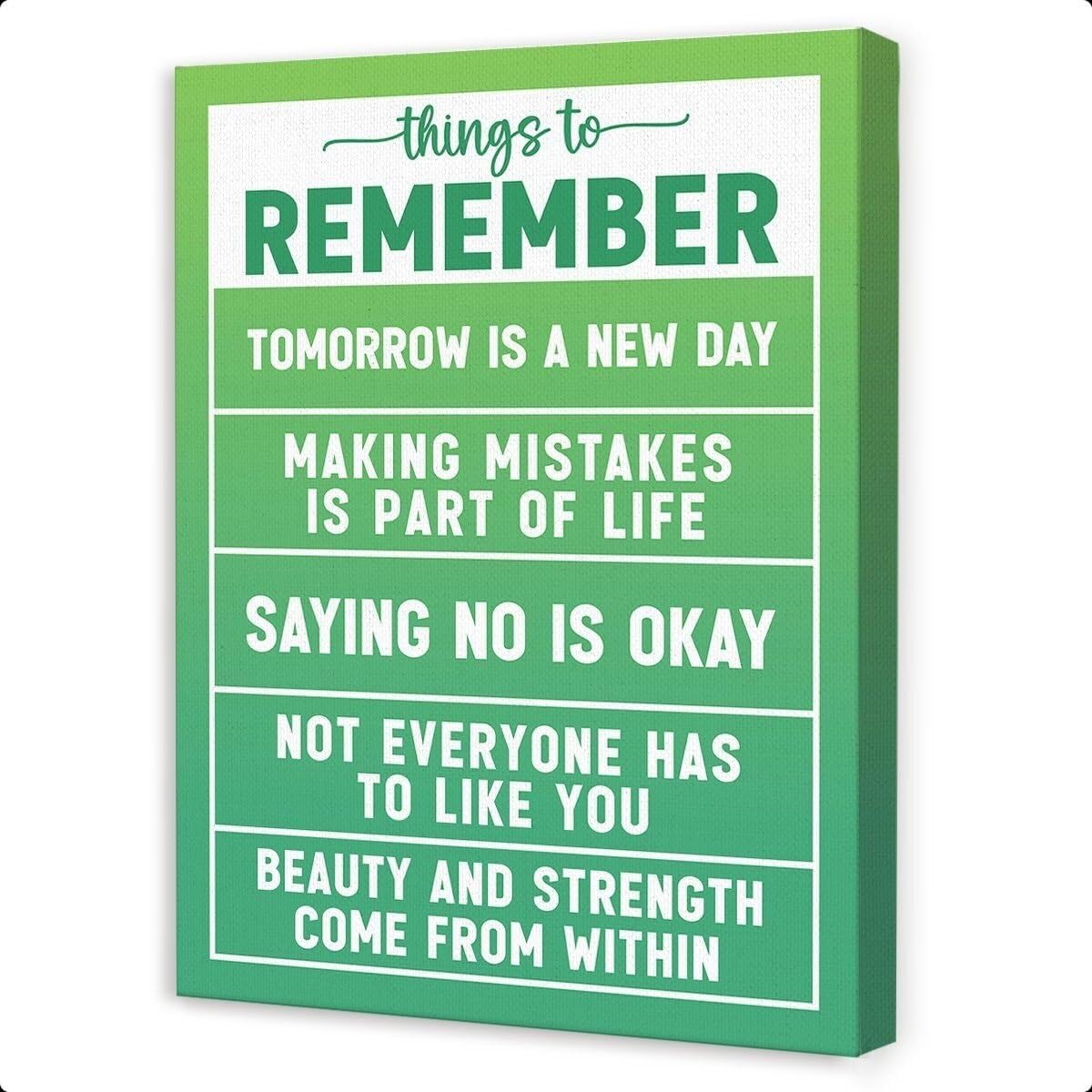 RQLVZHGK Motivational Wall-Art - Green Tomorrow Quote Canvas Print for Office & Bedroom Decor Framed,12x18inch(30x45cm)