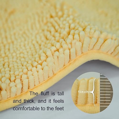 Miniatura 4 de BOANKODU Juego de 2 alfombras de baño de felpilla, ultra suaves, absorbentes, antideslizantes, lavables, beige (20 x 32 + 16 x 24 pulgadas)