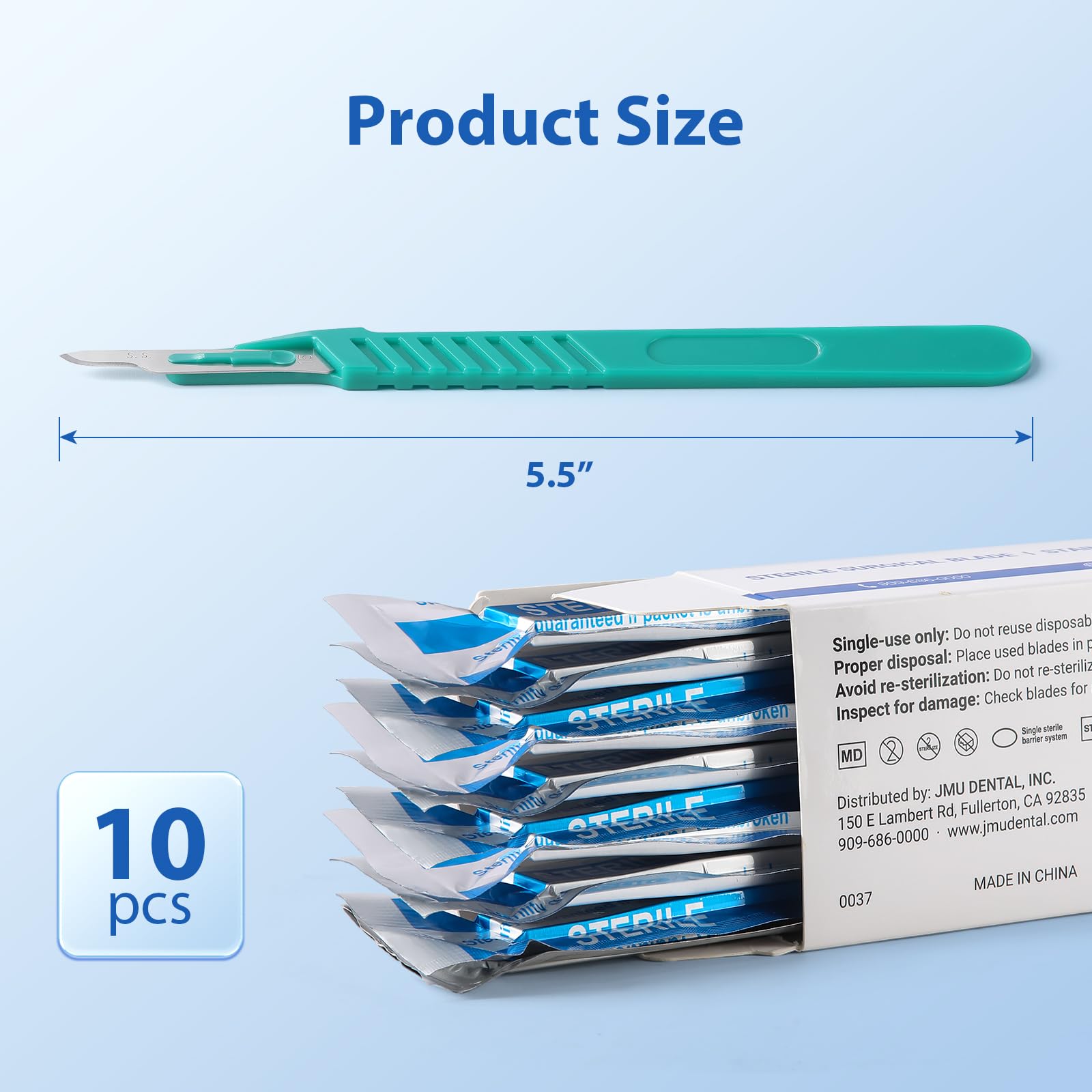 JMU Disposable Sterile Scalpel Blades, #15 Stainless Steel Surgical Blades — Amazon image 4
