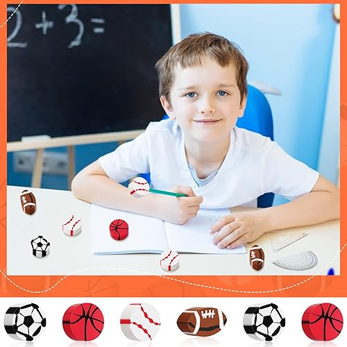 Miniatura 3 de 32 borradores deportivos para baloncesto, fútbol, fútbol, béisbol, para fiestas temáticas de cumpleaños, regalos, recompensas para el aula,