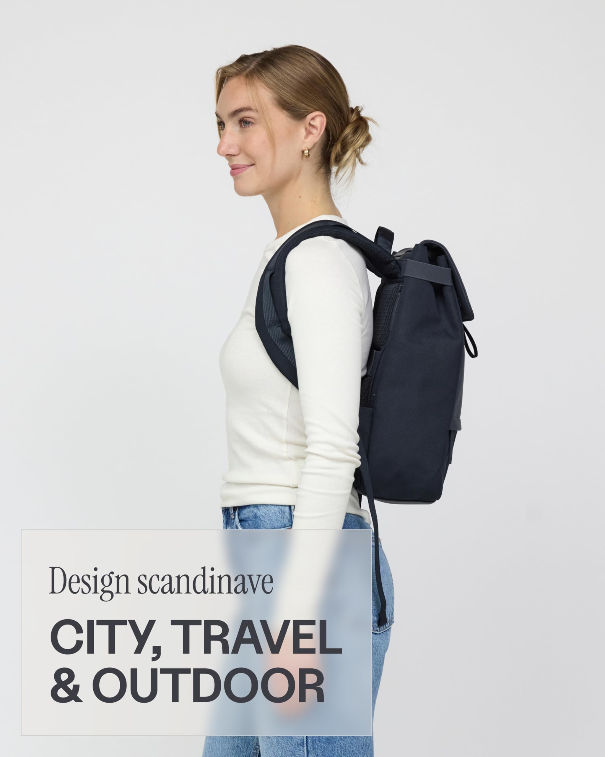 Kapten & Son Fyn Classic Sac a dos 13 L | Sac à dos pour homme et femme noir | compartiment pour ordinateur de 14" | idéal pour le voyage en avion comme bagage cabine, université, école