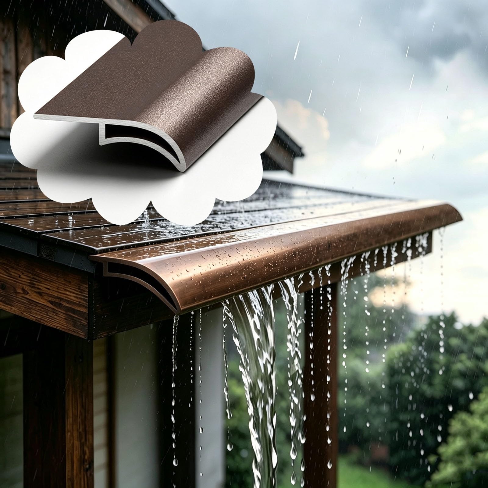 Blazea Brown Hawk-Beak Roof Eaves Drip Line Metal Paintable, Weatherproof Protection