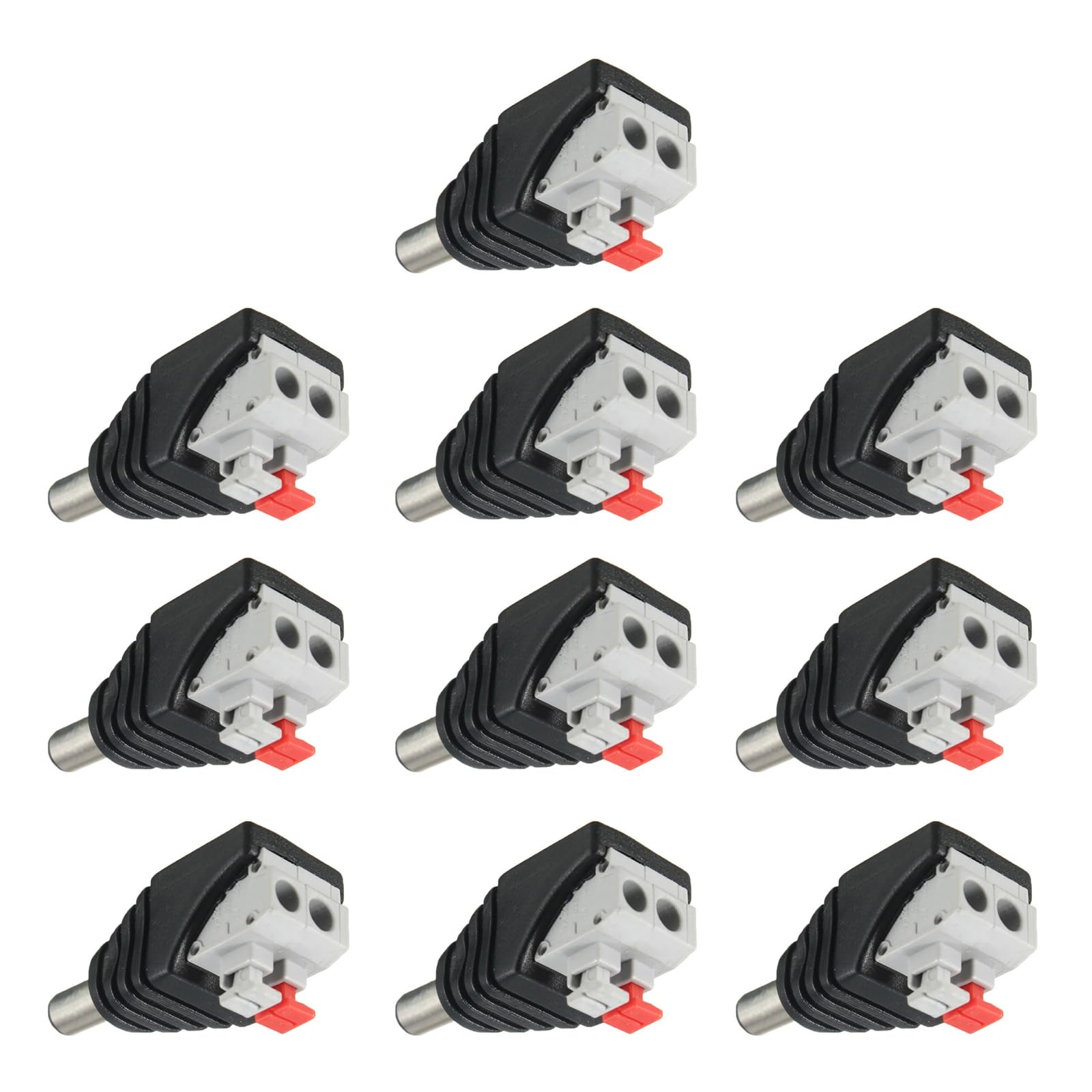 10pcs 5.5mm x 2.1mm Male/Female DC Power Jack & Plug Screwless Quick Wire Connector for 12V/24V LED/CCTV/Electronics