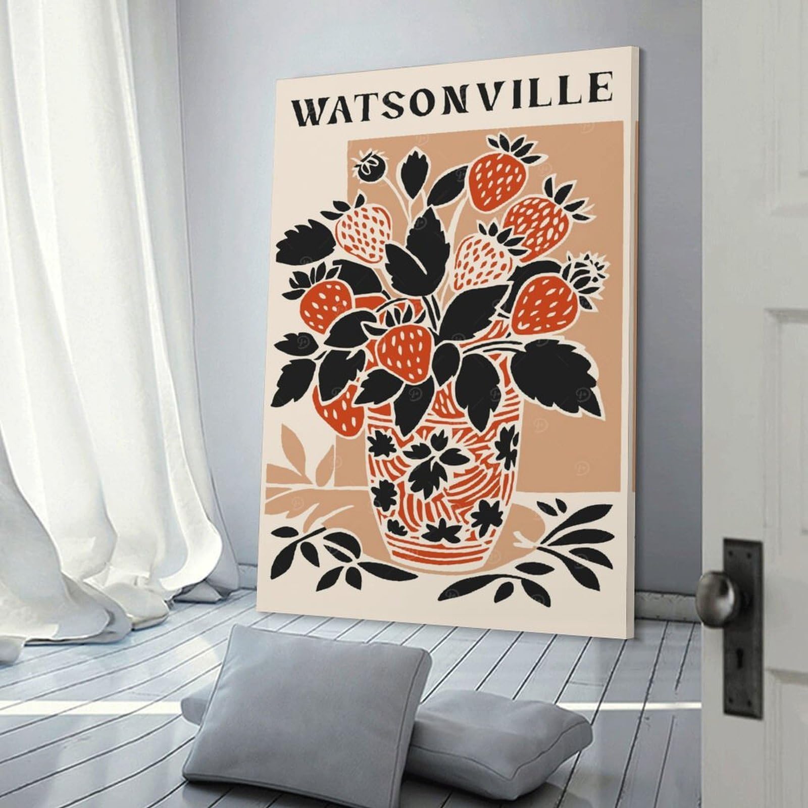 Junmoney Decorative Canvas Print Watsonville Farm Market, 16x24inch(40x60cm), for Home Office, Desk Area Or Studio, Home Office Artwork with Decorative Appeal