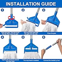 Vista 7 de KeFanta Trapeador comercial de 60 pulgadas con mango largo, trapeador de algodón de cuerda de extremo con bucle para limpieza del hogar, cocina