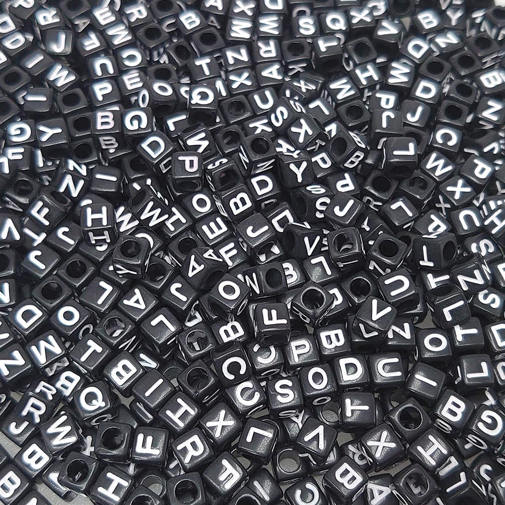 10mm Big Large Alphabet Letter Beads Cube Acrylic (Black, 300+ Pcs) image 5