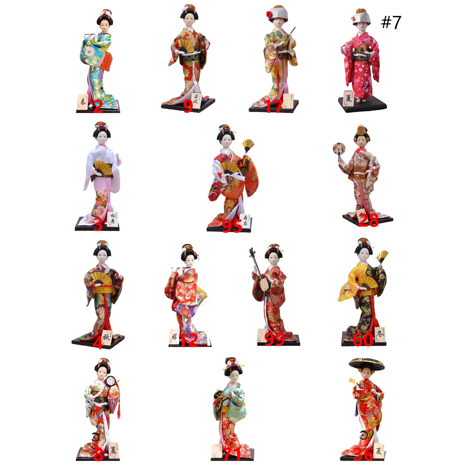 Figurine De Poupées Kimono Japonaises De 30 Cm pour Les Décorations De Bureau À Domicile avec Base De Durabilité Et Décorations Japonaises De Couleurs Vives