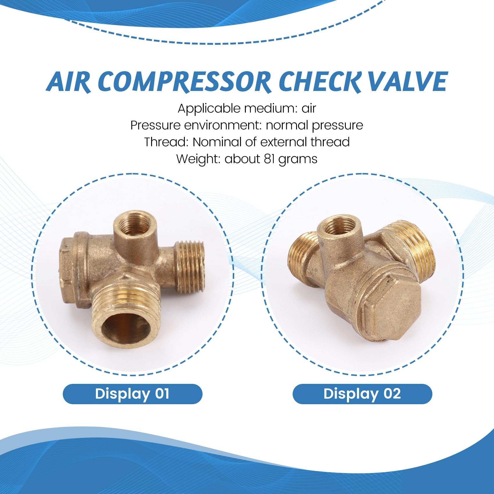 1 Clapet Anti-Retour de Compresseur D'Air à Trois Voies Clapet Anti-Retour de Compresseur D'Air à Connexion Directe, Orifice de Vanne: 20Mm 16Mm 10Mm