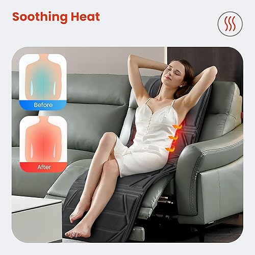 Miniatura 8 de CooCoCo Alfombrilla de masaje de cuerpo completo con calor, regalos de cumpleaños para hombres, mujeres, papá, chicos, 10 motores de vibración,