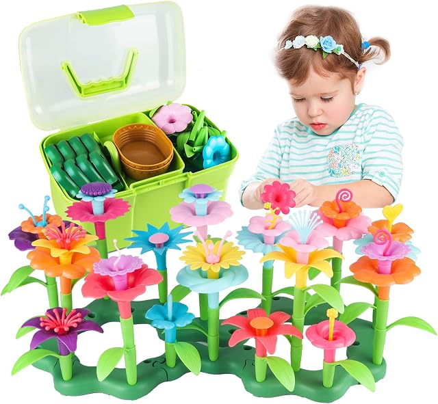 CENOVE Toys for 3 Year Old Kids Flower Garden Building Toys,DIY Bouquet Sets Gifts for 3 4 5 6 Year Old Kids,Creative and Art Building Block (130 PCS)