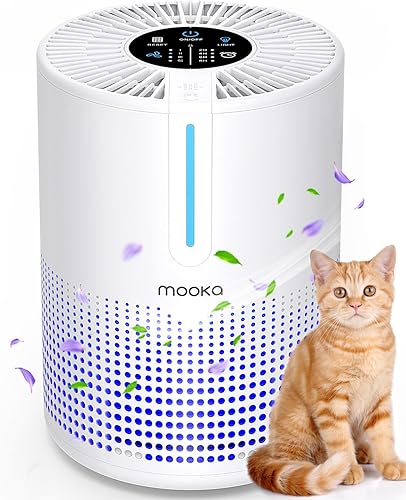 Miniatura 2 de Purificadores de aire M01 + M02 para dormitorio y hogar, 430-1095 pies cuadrados, filtro HEPA MOOKA H13 pequeño purificador de aire portátil con