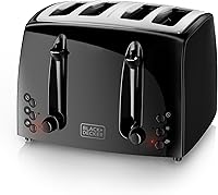 BLACK+DECKER TR1410BD 4-Slice Extra-Wide Toaster - 7 Shade Settings, Bagel/Frozen Buttons, Easy Clean Crumb Trays, Black