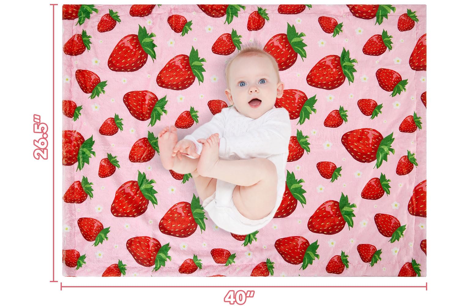Manta de bebé de fresa para niños y niñas, manta de forro polar suave con respaldo de puntos, manta de doble capa para recién nacido, manta para bebé, cochecito, cuna, regalo para hijo, sobrino,