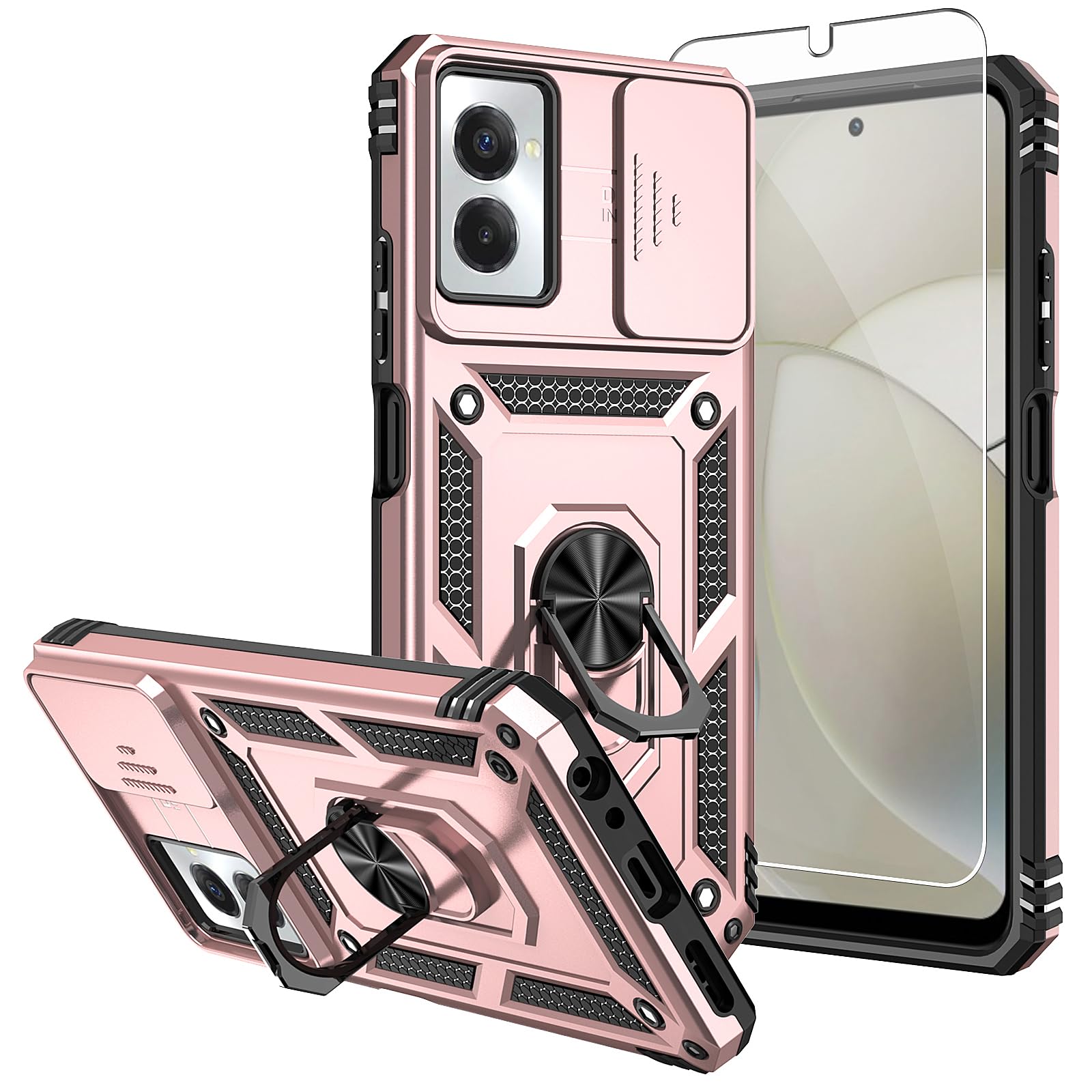 Weycolor For Moto G Power 5G 2024 Case With Camera Lens Cover HD Screen Protector, 10 FT Military Grade Drop Protection, Magnetic Ring Holder Kickstand Protective Phone Case, Ice Green - View #3