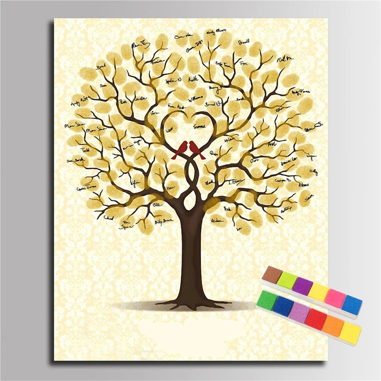 Fingerabdruck Hochzeit Gästebuch Fingerabdruck-Signatur-Gästebuch, Hochzeit, Partyzubehör, Fingerabdrücke, Baumdekorationsbücher Geeignet für Hochzeiten, Hochzeitsgeschenke(Color03,60x80cm 24x32inch)