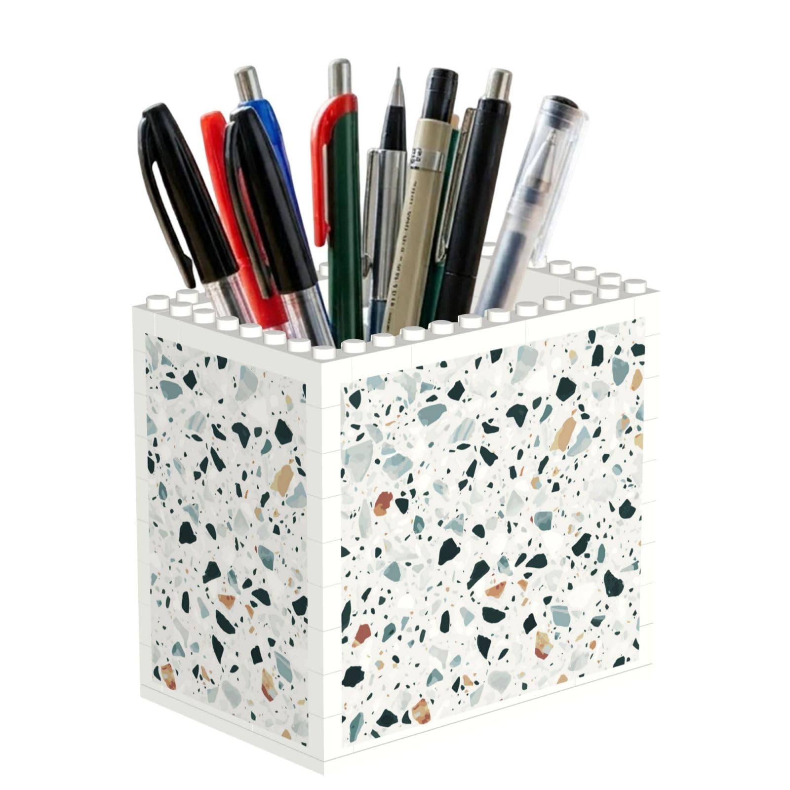 Poadnly Terrazzo Marble Pastel, Pen Pot Pencil Holder for Office Home School, Compact Desk Organiser for Office Stationery
