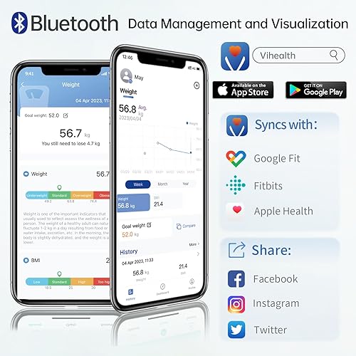 Miniatura 5 de Lepulse Báscula para peso corporal 550 libras de capacidad extra alta, báscula de peso de alta precisión, báscula inteligente Bluetooth IMC con