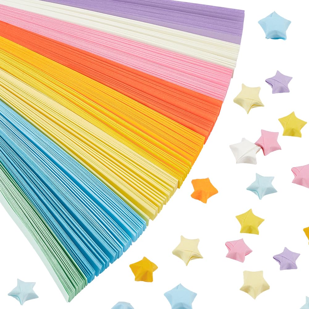 1900Pcs 10 Colors Star Strip Origami Stars Paper Lucky Gradient Colorful Shiny Glitter Shimmer Double Sided Rectangle Decoration Folding Origamis Strip for Arts DIY Hand Crafting Findings