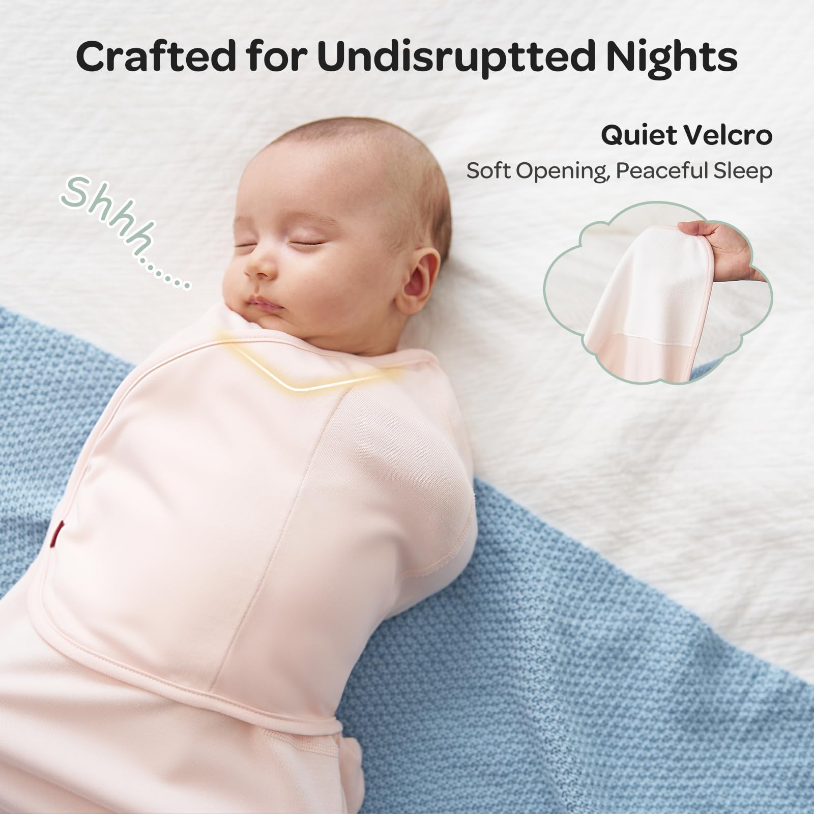 momcozy Swaddles for Newborns 0-3 Months, Quiet Fastener Swaddle Wrap, Easy for New Parents, Reduces Startle Reflex, 2-Pack, Bloom — view 7